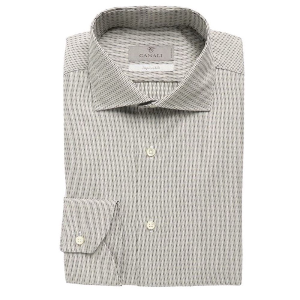 Canali Impeccable Cotton Textured Dress Shirt with Geometric Pattern